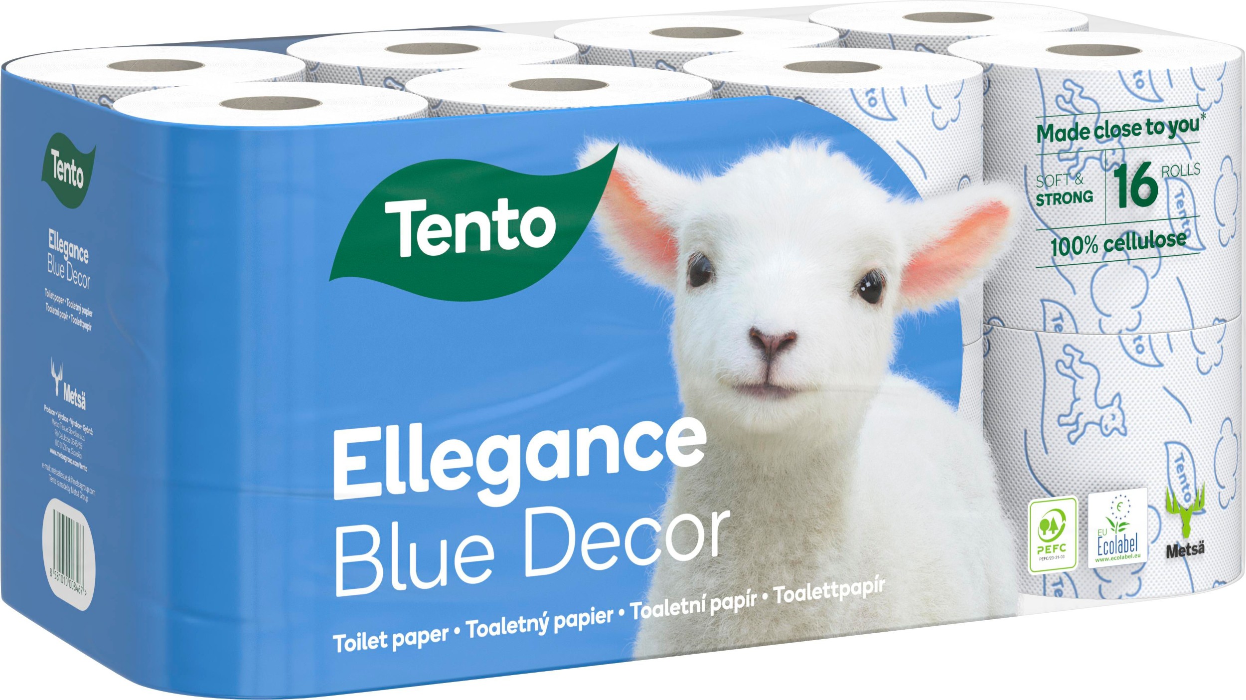 Drogerie a kosmetika - Tento Ellegance Blue Decor Toaletní papír 3-vrstvý 16ks