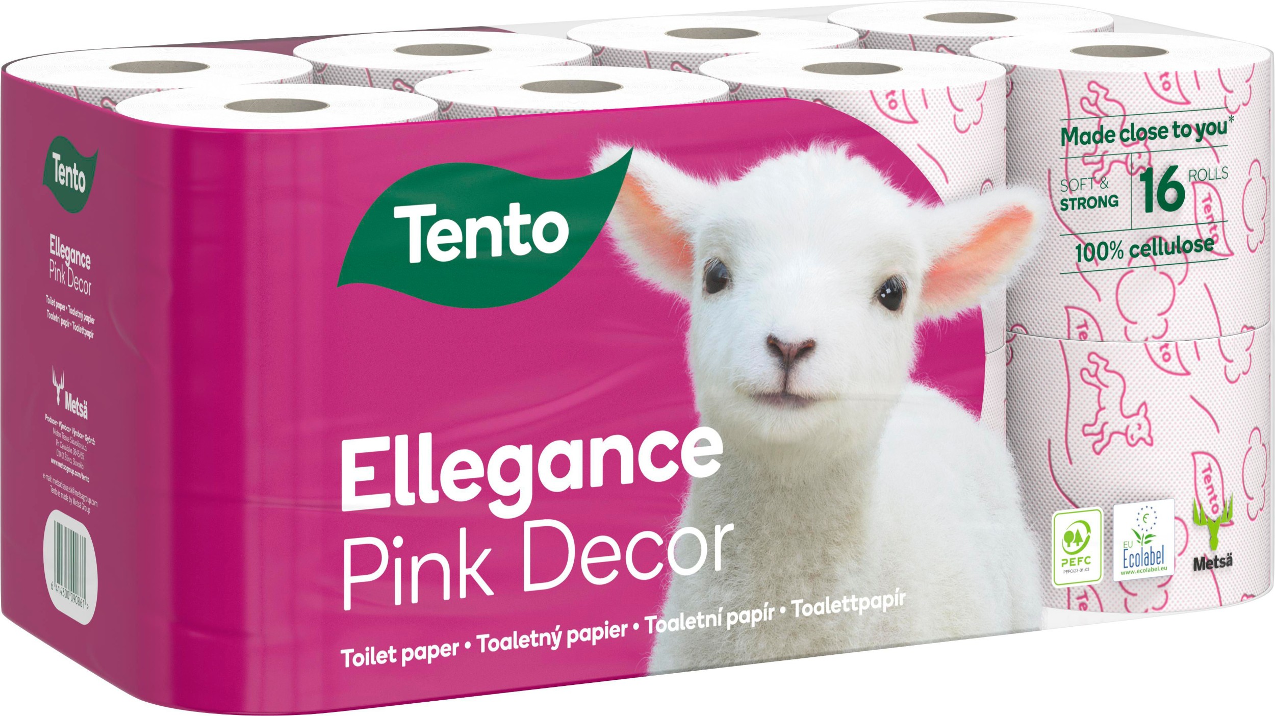 Drogerie a kosmetika - Tento Ellegance Pink Decor Toaletní papír 3-vrstvý 16 ks