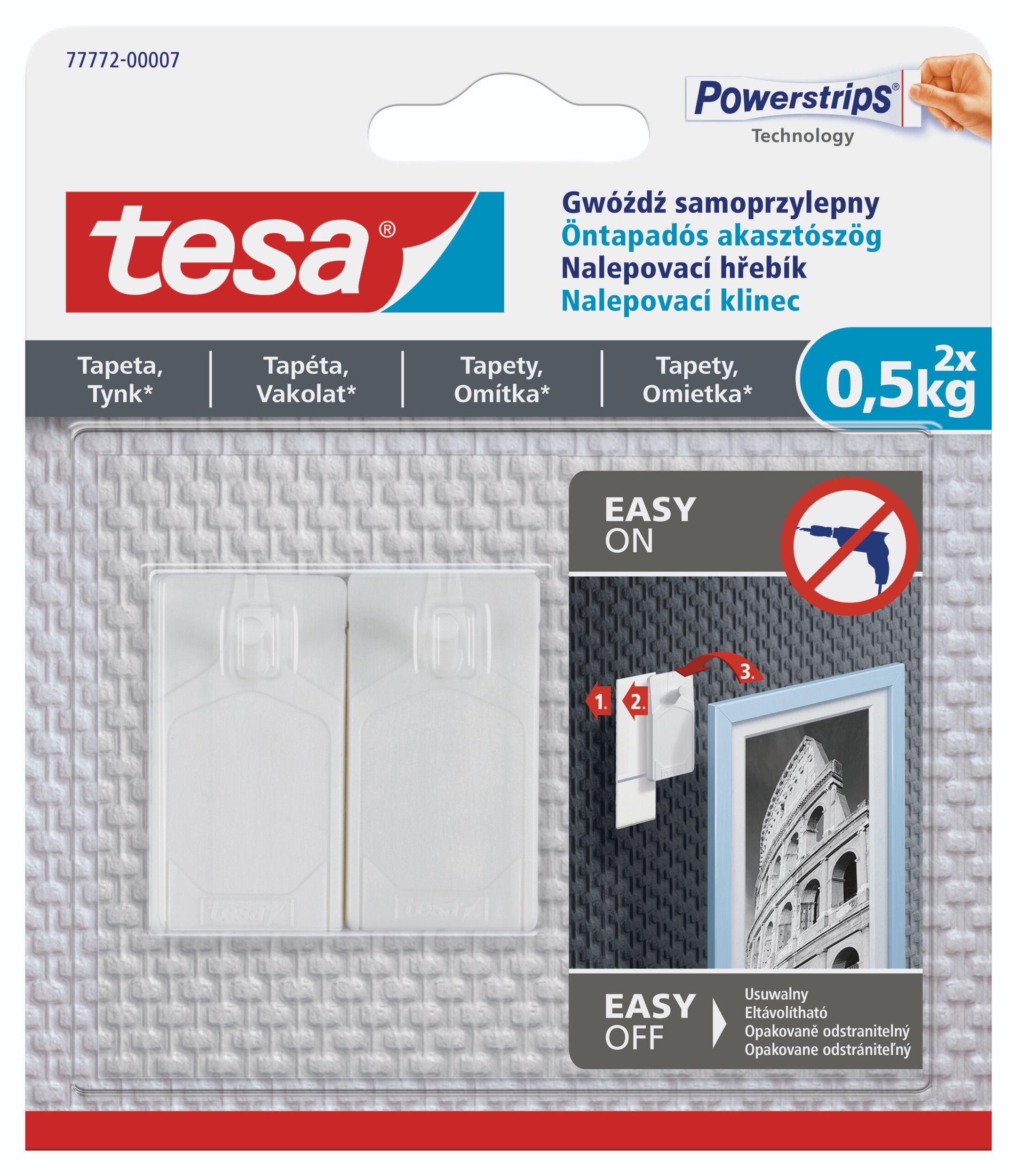 Domácnost a Zahrada - Tesa nalepovací hřebík na tapety 0,5kg 2 ks