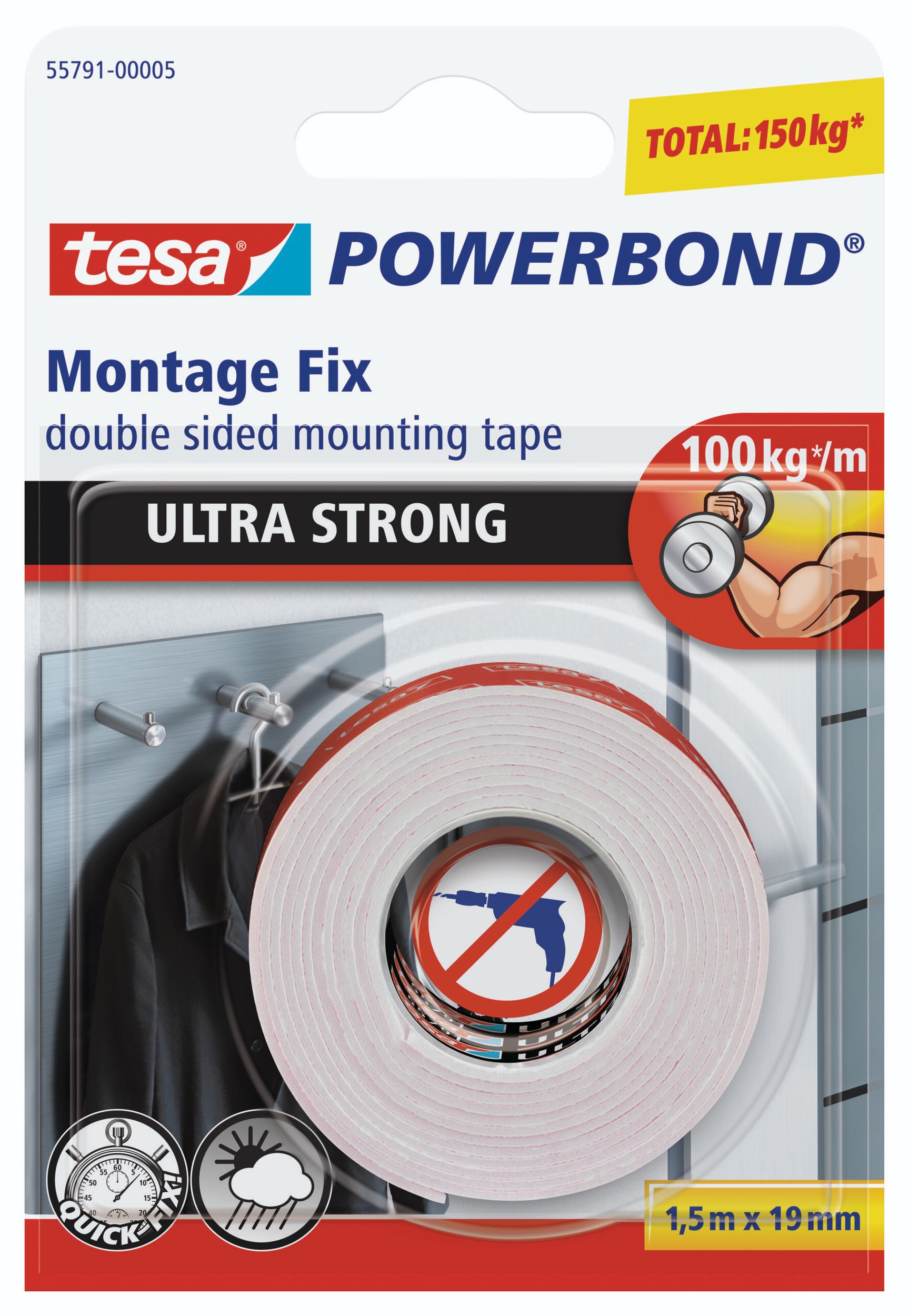 Domácnost a Zahrada - Tesa® Powerbond® Ultra Strong, oboustranná montážní páska, bílá, 1,5m x 19mm