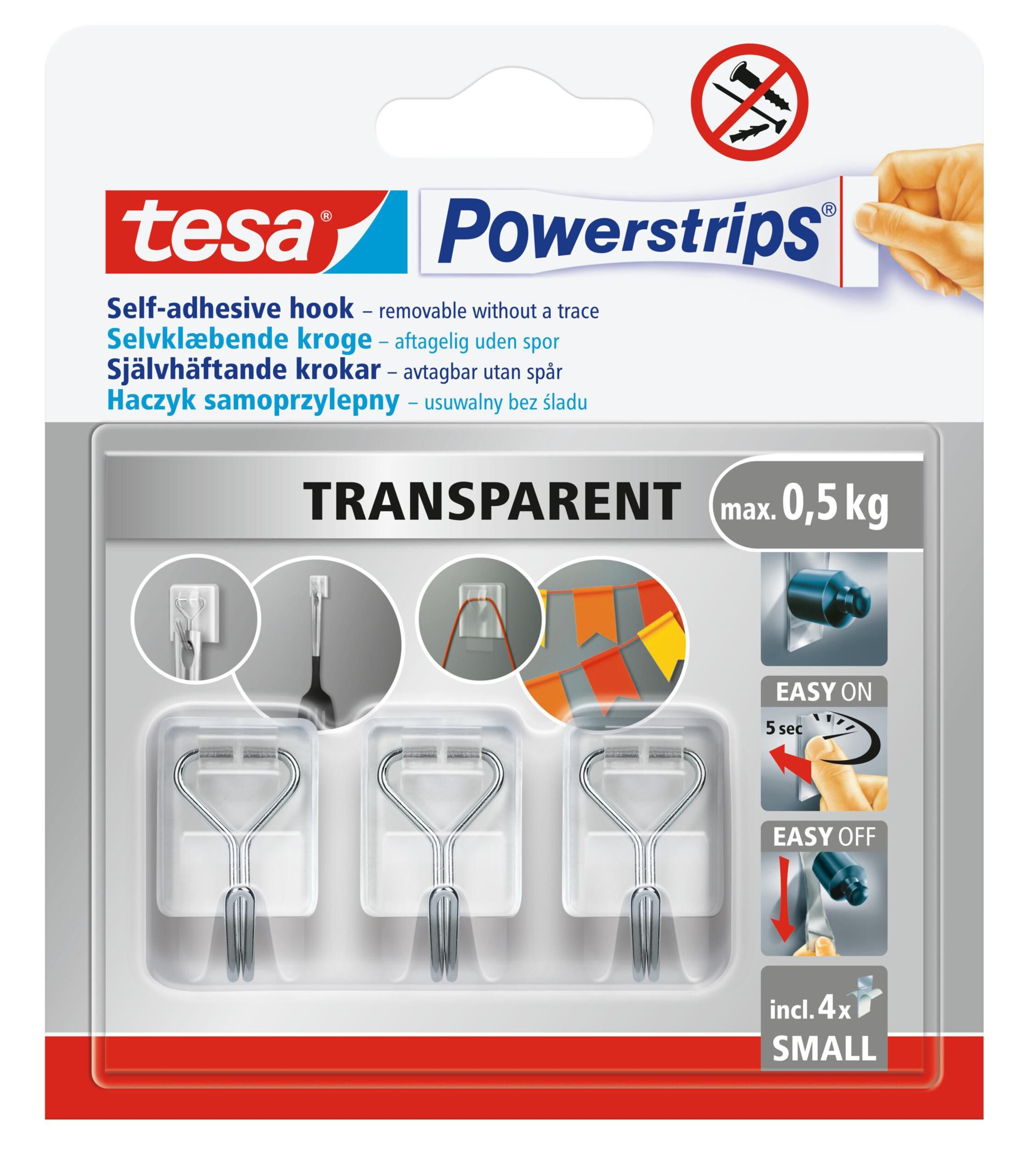 Domácnost a Zahrada - Tesa Powerstrips drátěné háčky průhledné