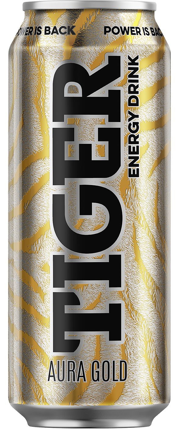 Nápoje - Tiger energy drink Aura Gold - Apple flavoured 0,5L plech