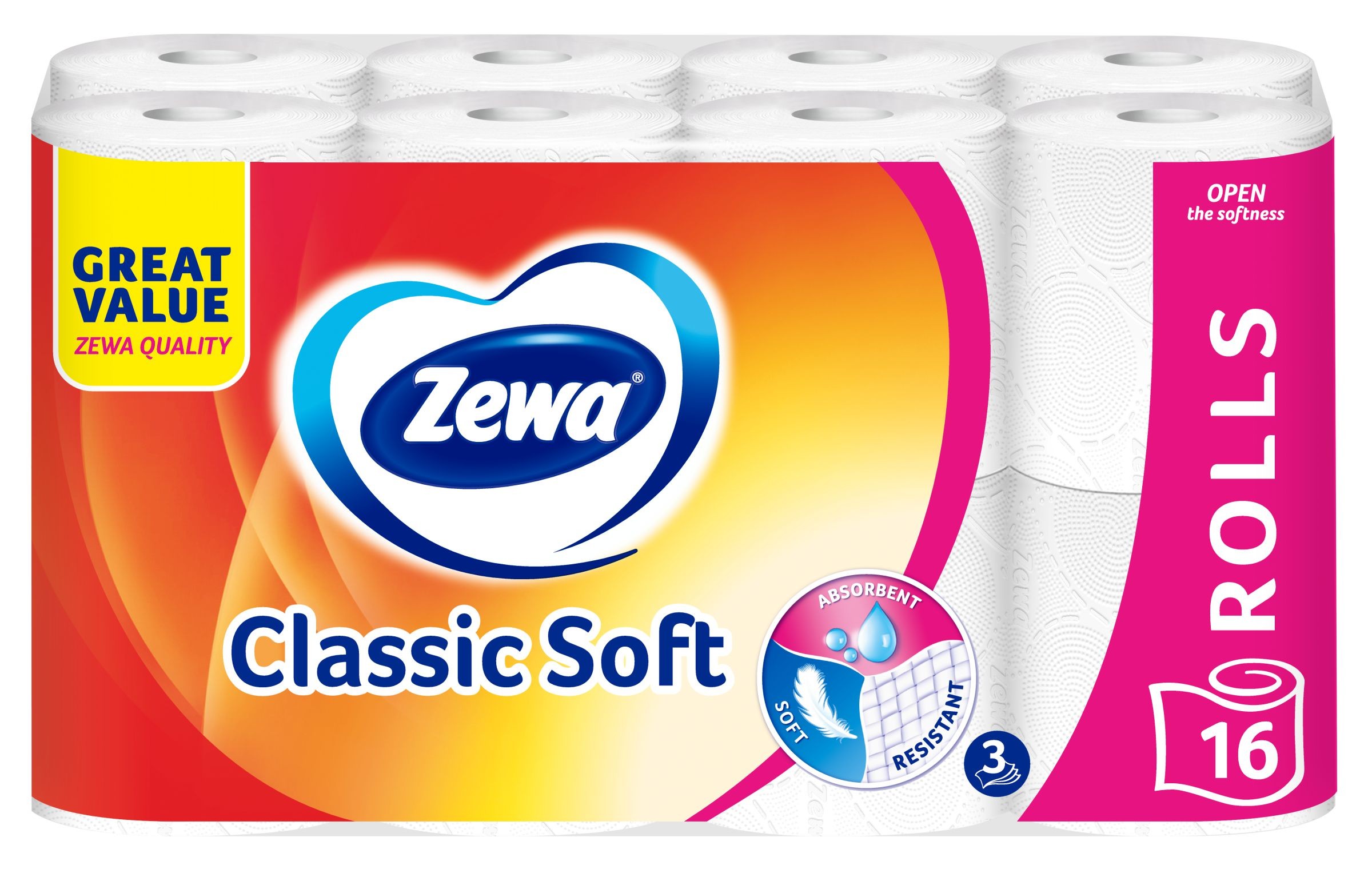 Drogerie a kosmetika - Toaletní papír ZEWA Classic Soft 3vrstvý 16 ks