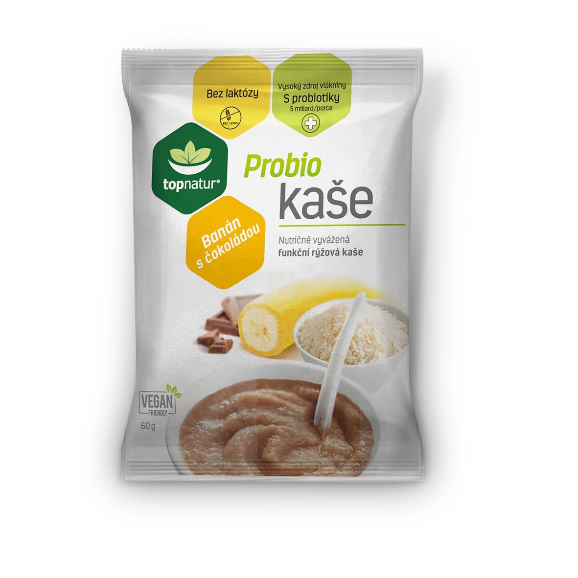 Trvanlivé potraviny - Topnatur Probio kaše banán s čokoládou 60g