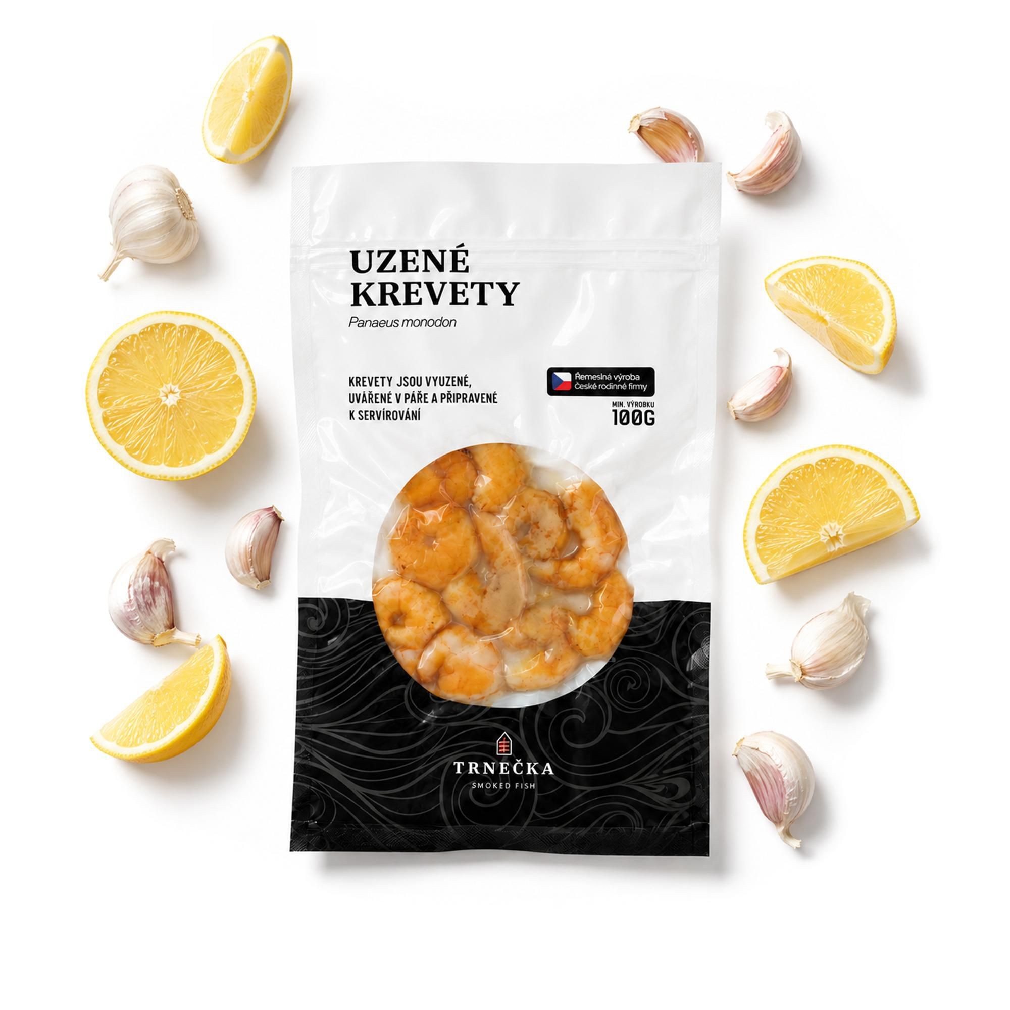 Trnečka Krevety uzené teplým kouřem citron & česnek 100g