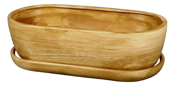 Domácnost a Zahrada - Truhlík KAKTUS O TEAK + podmiska keramický matný 32cm