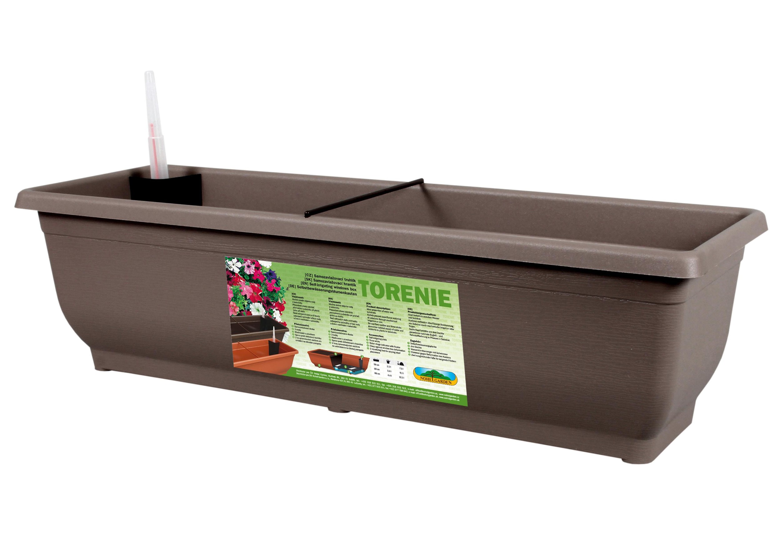 Domácnost a Zahrada - Truhlík Samozavlažovací Torenie 50cm hnědo-šedá