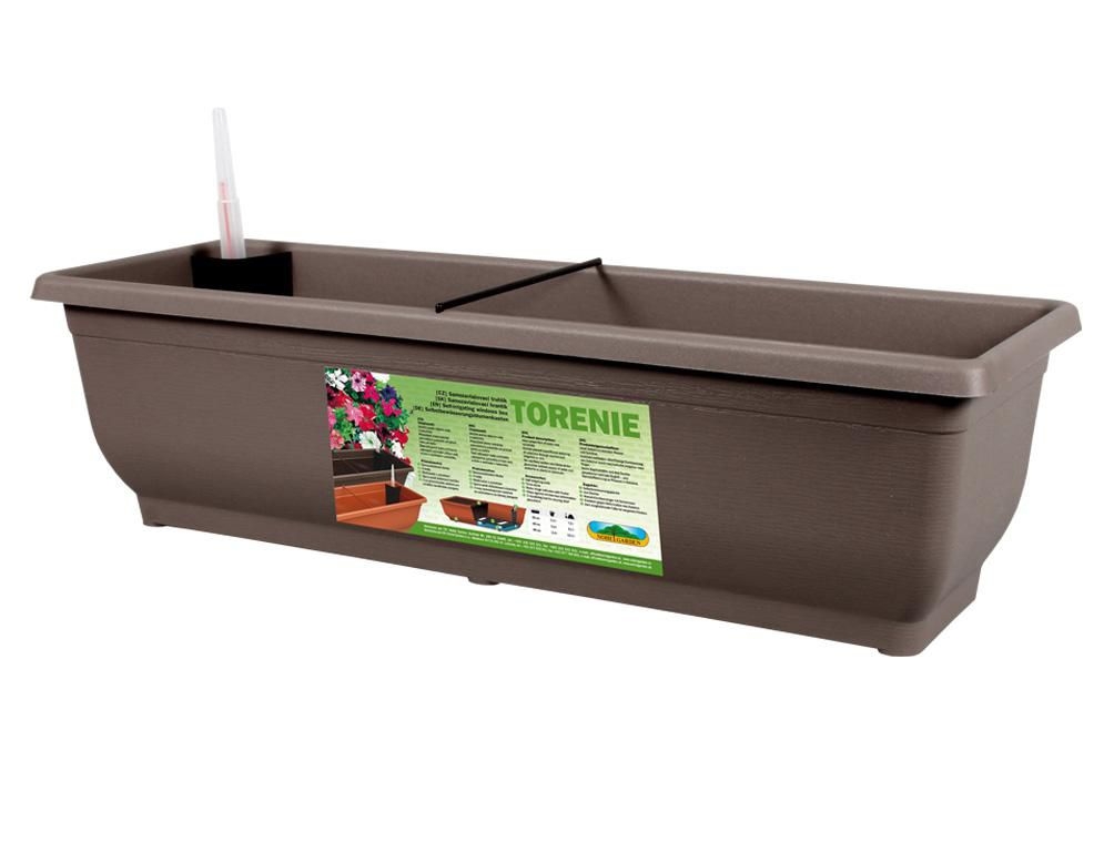 Domácnost a Zahrada - Truhlík Samozavlažovací Torenie 60cm hnědo-šedá