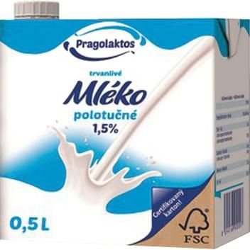 Mléčné a chlazené - Trvanlivé mléko 1,5% polotučné 0,5 l