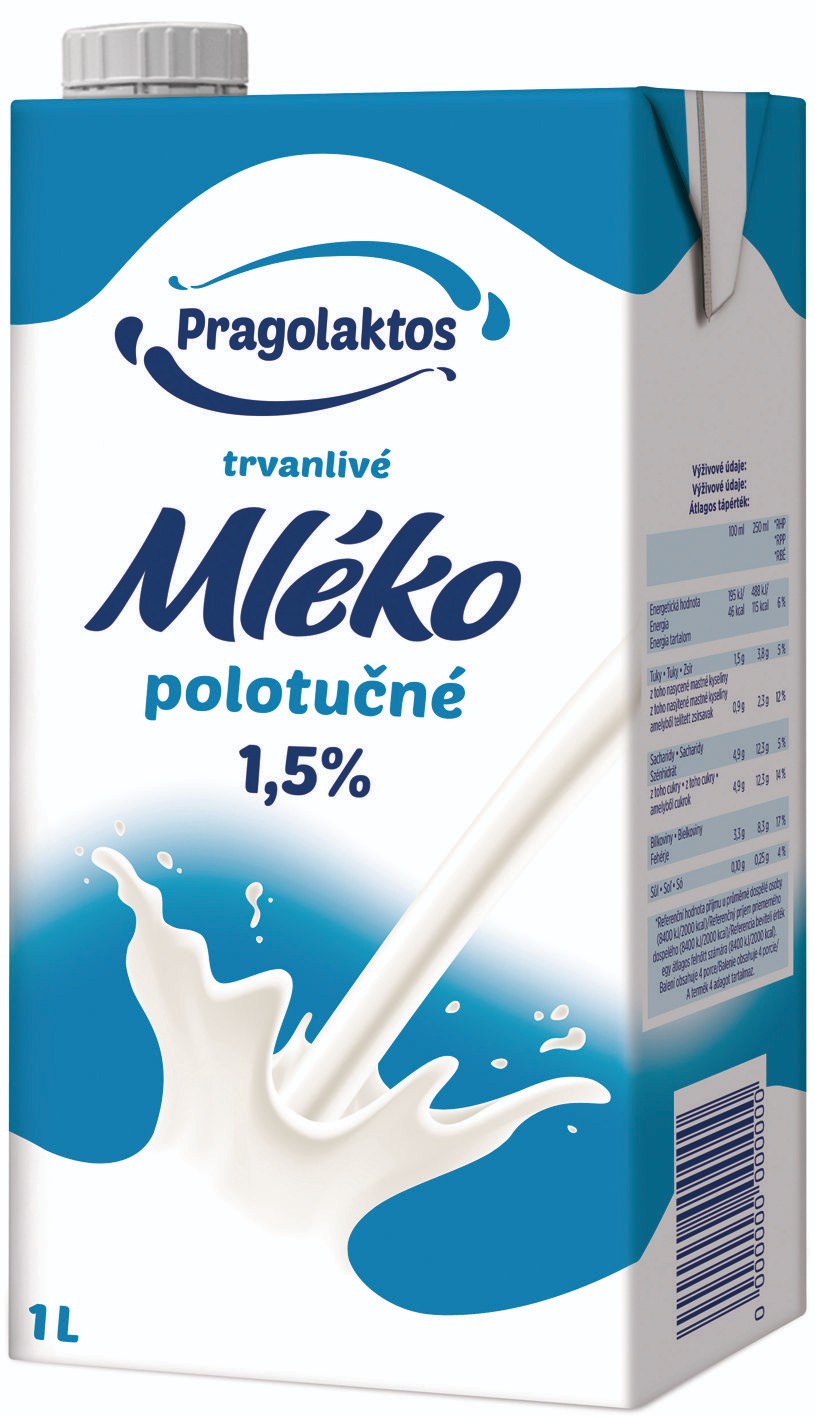 Mléčné a chlazené - Trvanlivé mléko 1,5% polotučné 1 l