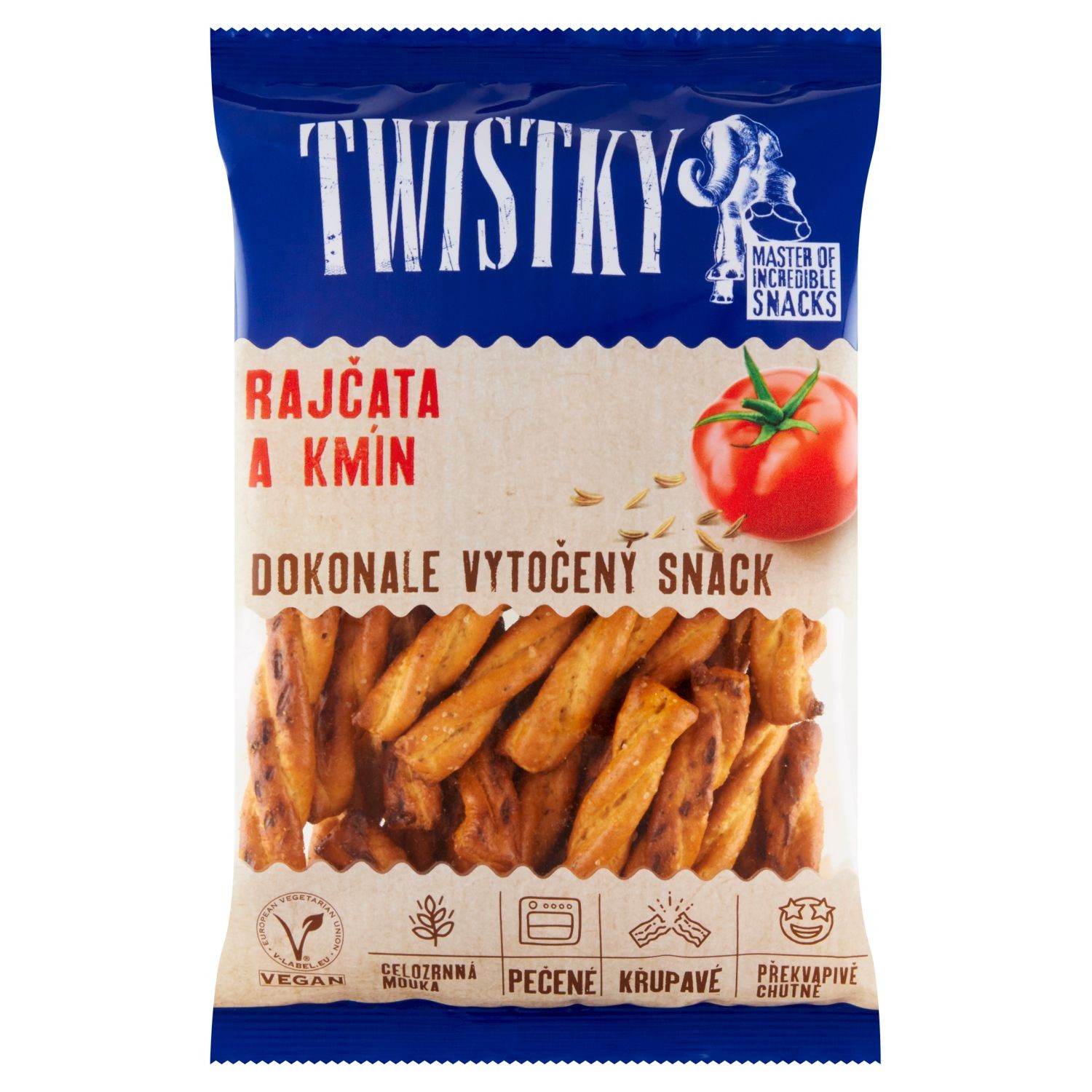 Trvanlivé potraviny - Twistky Pečené Snack s rajčaty a kmínem 160g