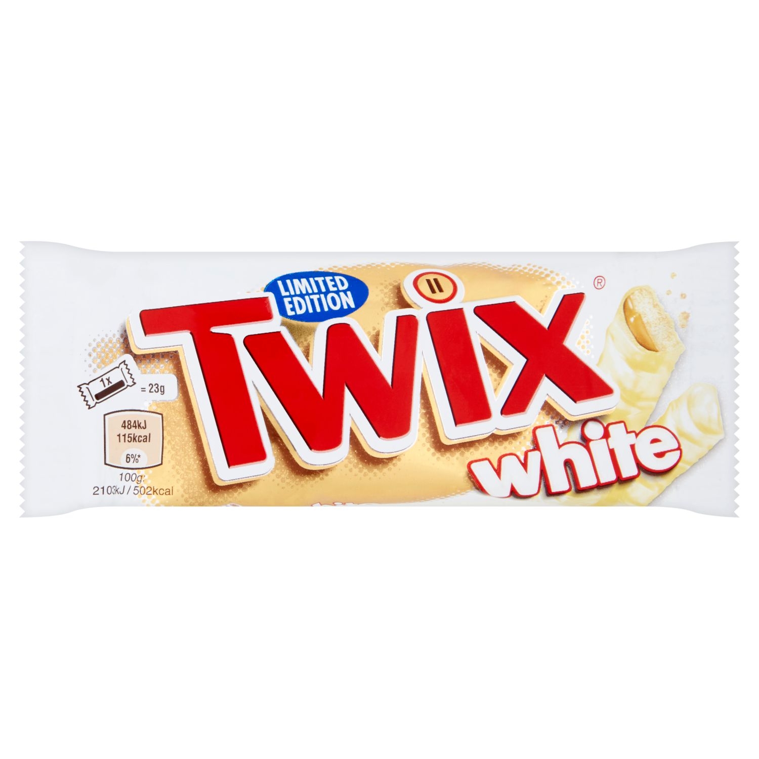 Trvanlivé potraviny - Twix White sušenka s karamelem máčená v bílé čokoládě 2 x 23g