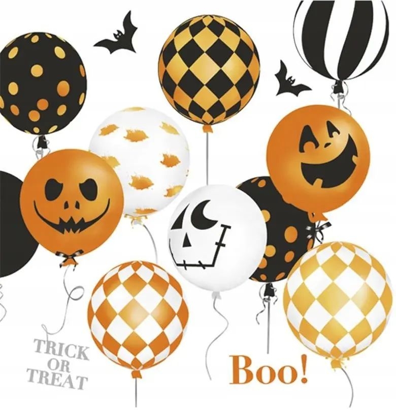Ubrousky Halloween 33x33cm, 20ks,balónky
