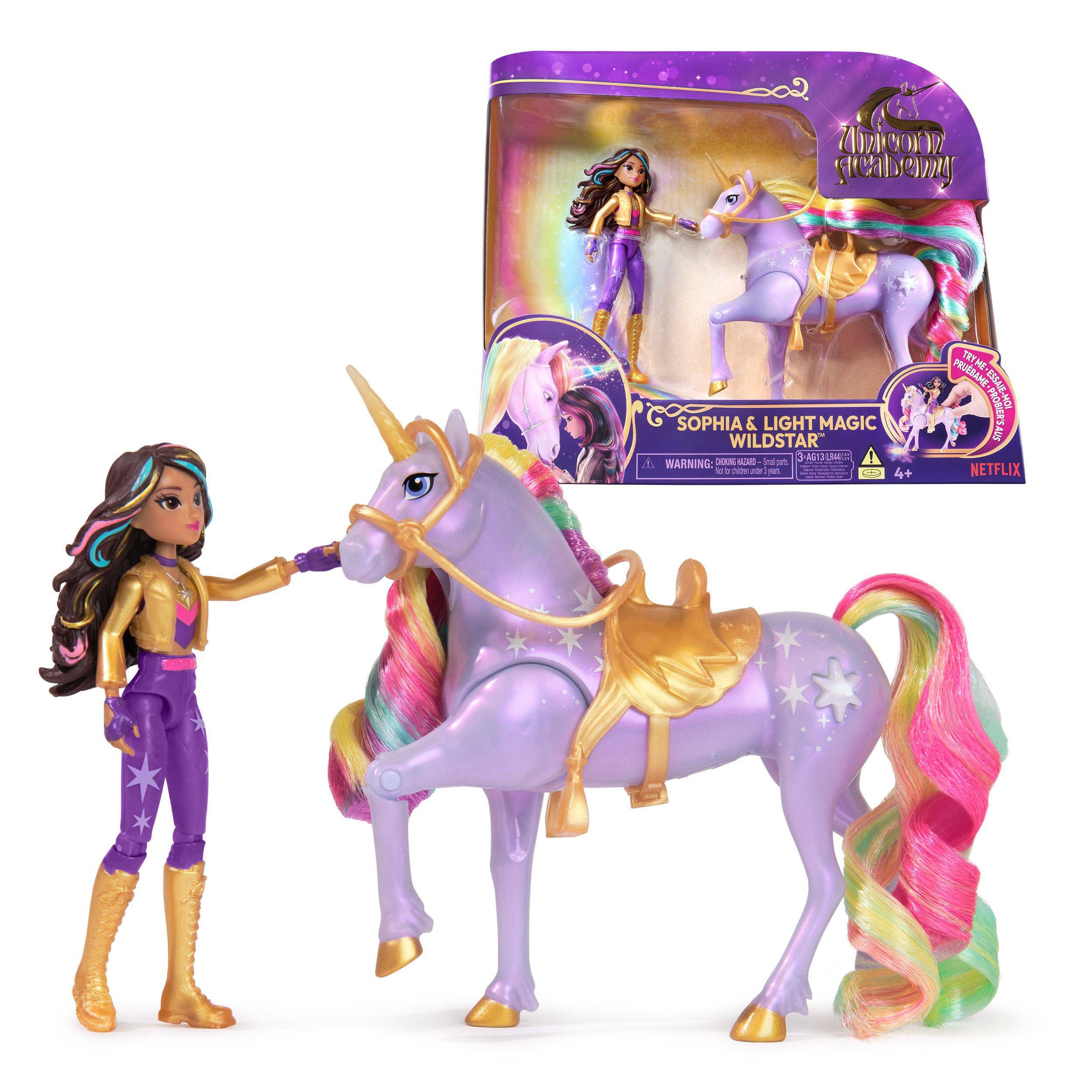 Svět dětí - Unicorn academy Světelný jednorožec a figurka 11 cm Sophia & Wildstar