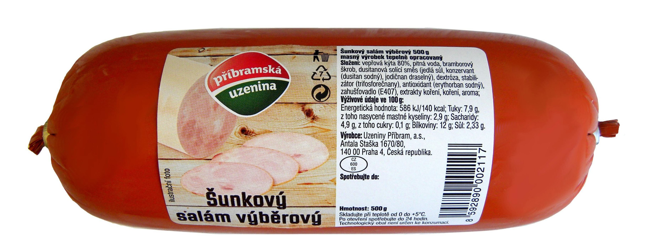 Uzeniny a lahůdky - Uzeniny Příbram Šunkový salám výběrový 500g