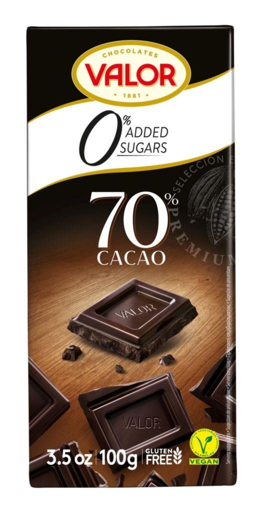 Trvanlivé potraviny - Valor 70% Čokoláda bez cukru 100 g