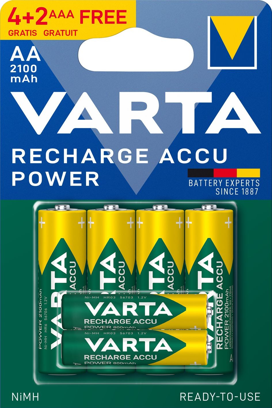 Elektro - Varta Nabíjecí baterie Recharge Accu Power 4 AA 2100 mAh R2U + 2 AAA 800 mAh R2U
