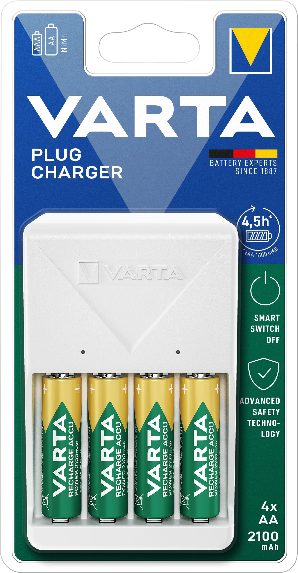 Elektro - Varta Nabíječka baterií Plug 57657 + 4 AA 2100 mAh R2U