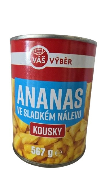 Trvanlivé potraviny - Váš Výběr Ananas kousky ve sladkém nálevu 567g