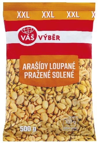 Trvanlivé potraviny - Váš Výběr Arašídy loupané pražené solené 500 g
