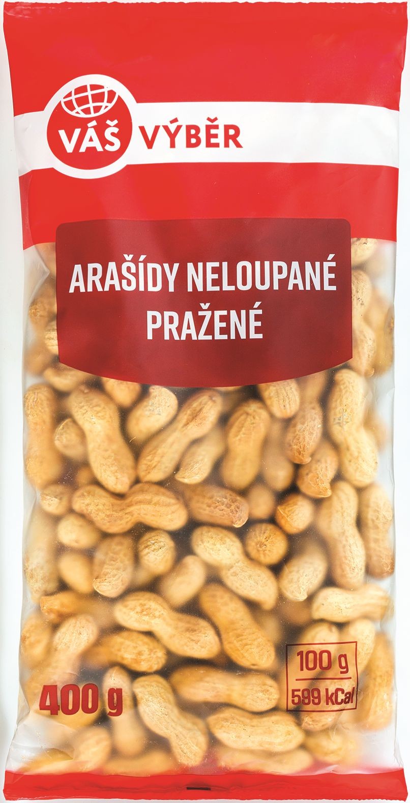 Trvanlivé potraviny - Váš Výběr Arašídy neloupané pražené 400g