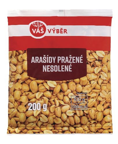 Trvanlivé potraviny - Váš Výběr Arašídy pražené nesolené 200g