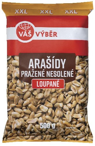 Trvanlivé potraviny - Váš Výběr Arašídy pražené nesolené loupané 500g