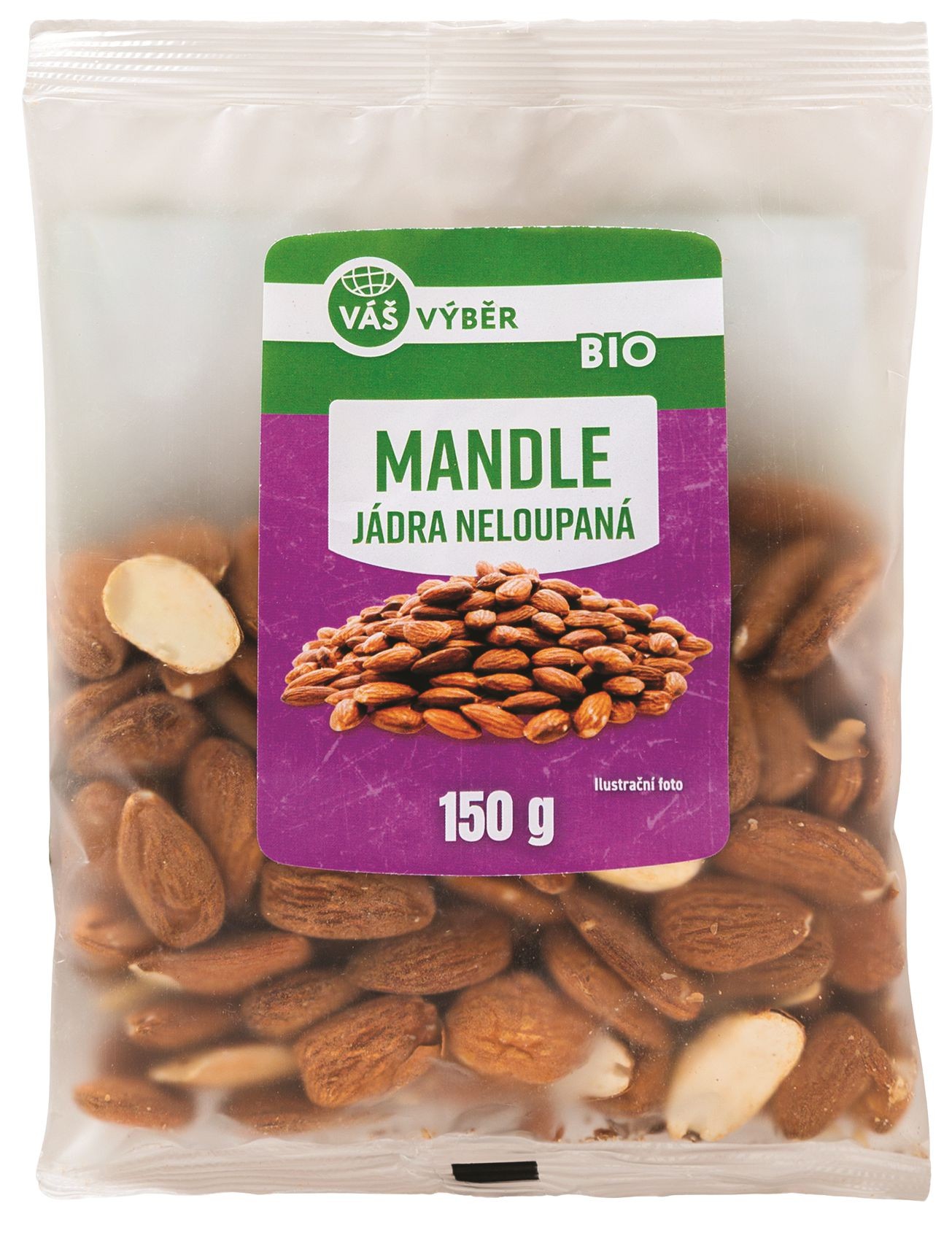 Zdravý svět - Váš Výběr Bio Mandle, jádra celá neloupaná 150 g