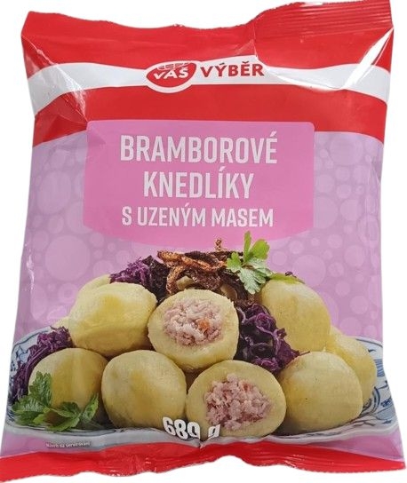 Mražené potraviny - Váš Výběr Bramborové knedlíky s uzeným masem mražené 680 g
