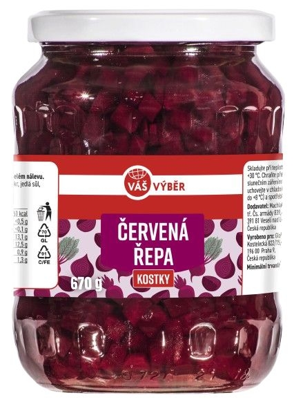 Trvanlivé potraviny - Váš Výběr Červená řepa kostky 670g