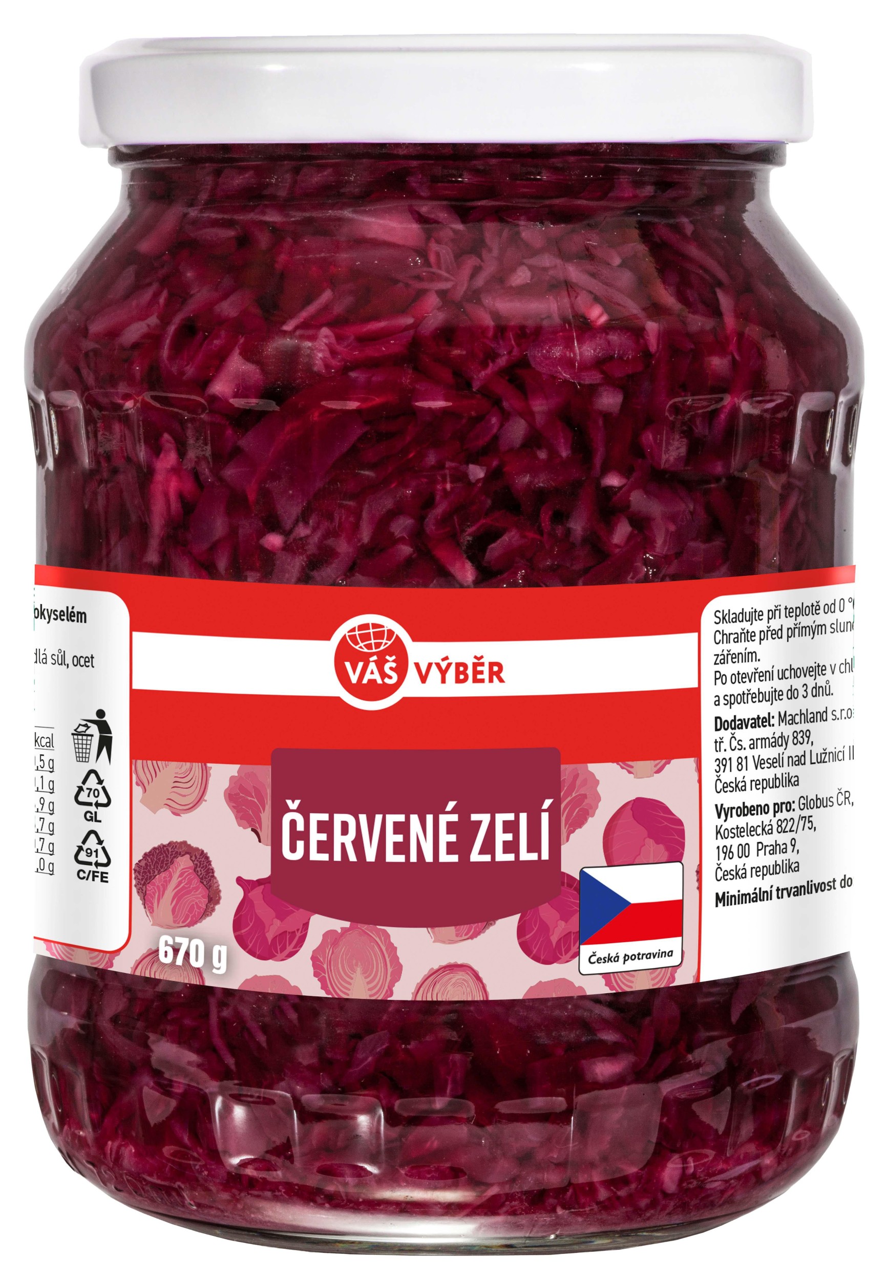 Trvanlivé potraviny - Váš Výběr Červené zelí 670g