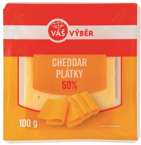 Mléčné a chlazené - Váš Výběr Cheddar světlý plátky 100 g