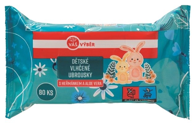 Svět dětí - Váš Výběr Dětské vlhčené ubrousky s heřmánkem a aloe vera 80ks