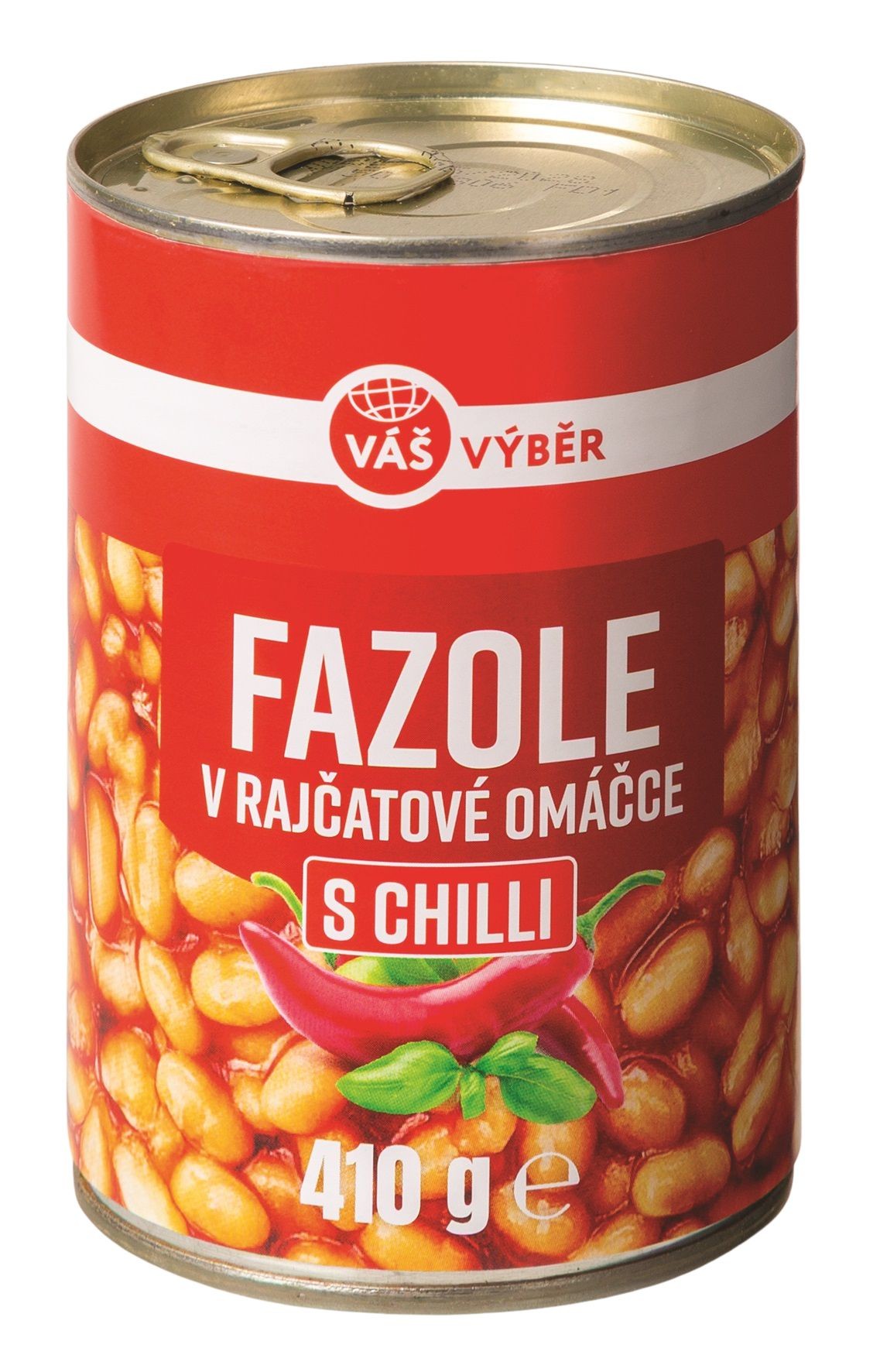 Trvanlivé potraviny - Váš Výběr Fazole v rajčatové omáčce s chilli 410g