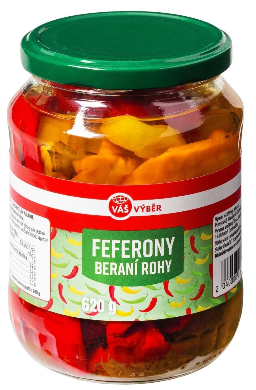 Trvanlivé potraviny - Váš Výběr Feferony beraní rohy 620g