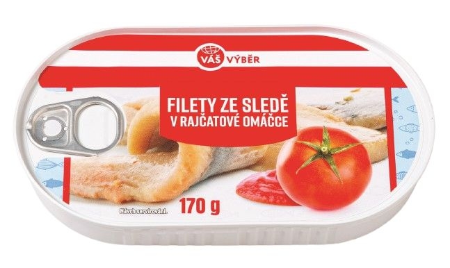 Trvanlivé potraviny - Váš Výběr Filety ze sledě v rajčatové omáčce 170 g