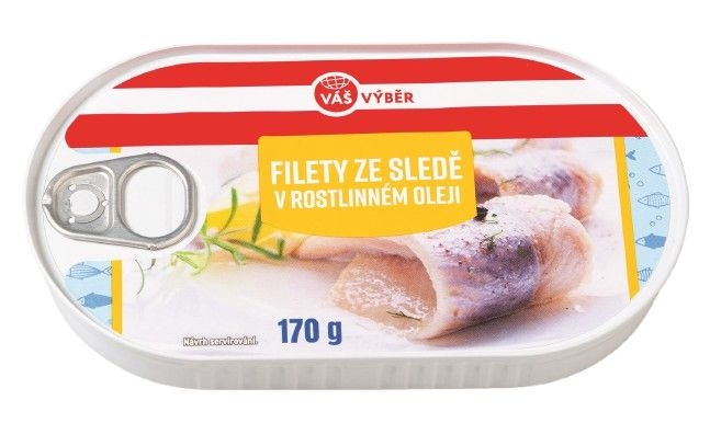 Trvanlivé potraviny - Váš Výběr Filety ze sledě v řepkovém oleji 170 g