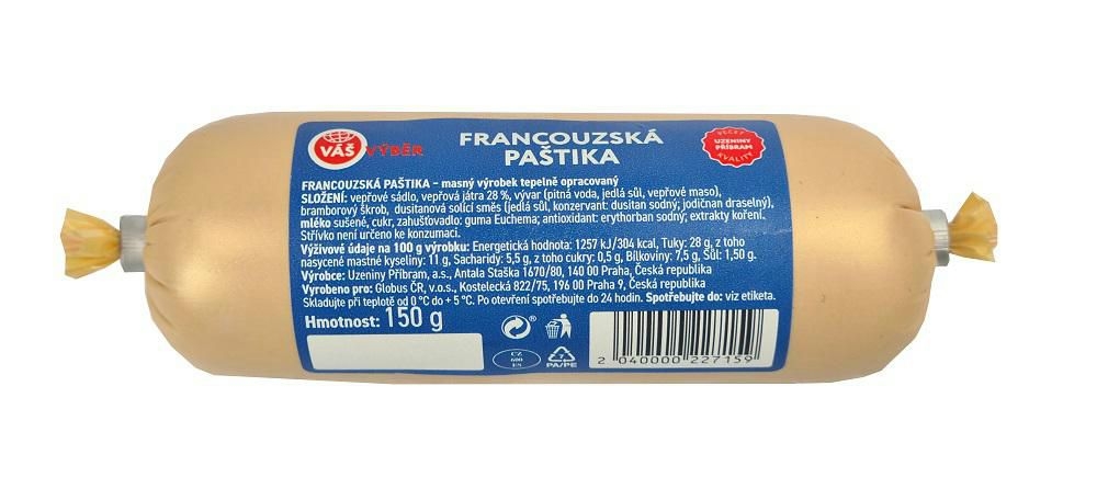 Uzeniny a lahůdky - Váš Výběr Francouzská paštika 150g