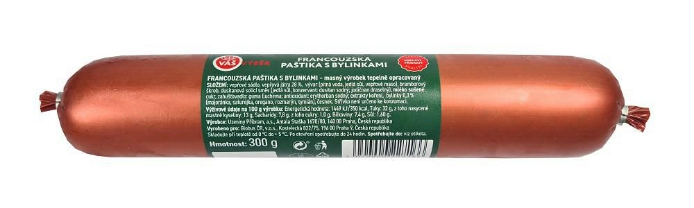 Uzeniny a lahůdky - Váš Výběr Francouzská paštika s bylinkami 300g