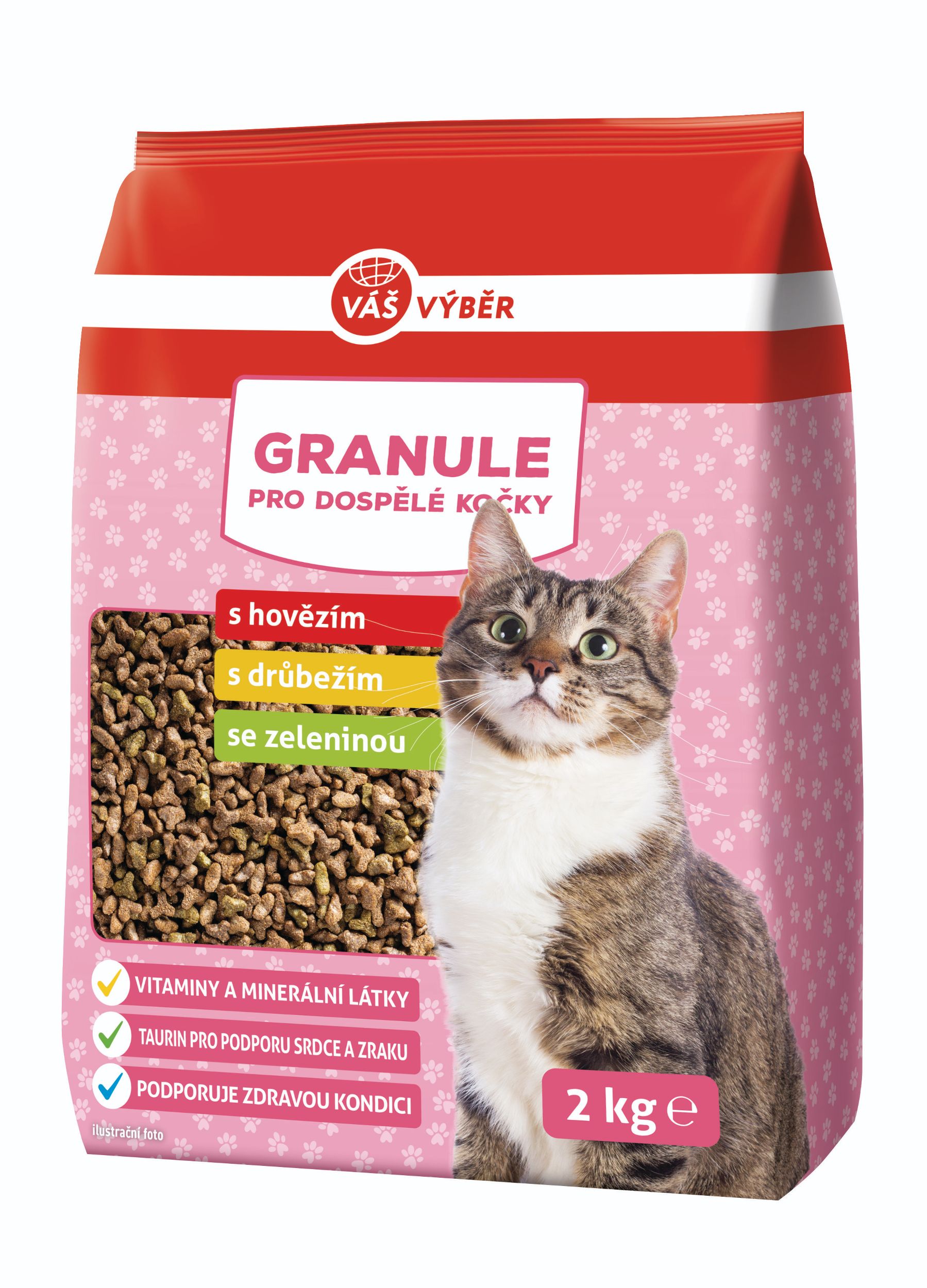 Svět zvířat - Váš výběr granule kočka s hovězí, drůbežím a zeleninou 2kg