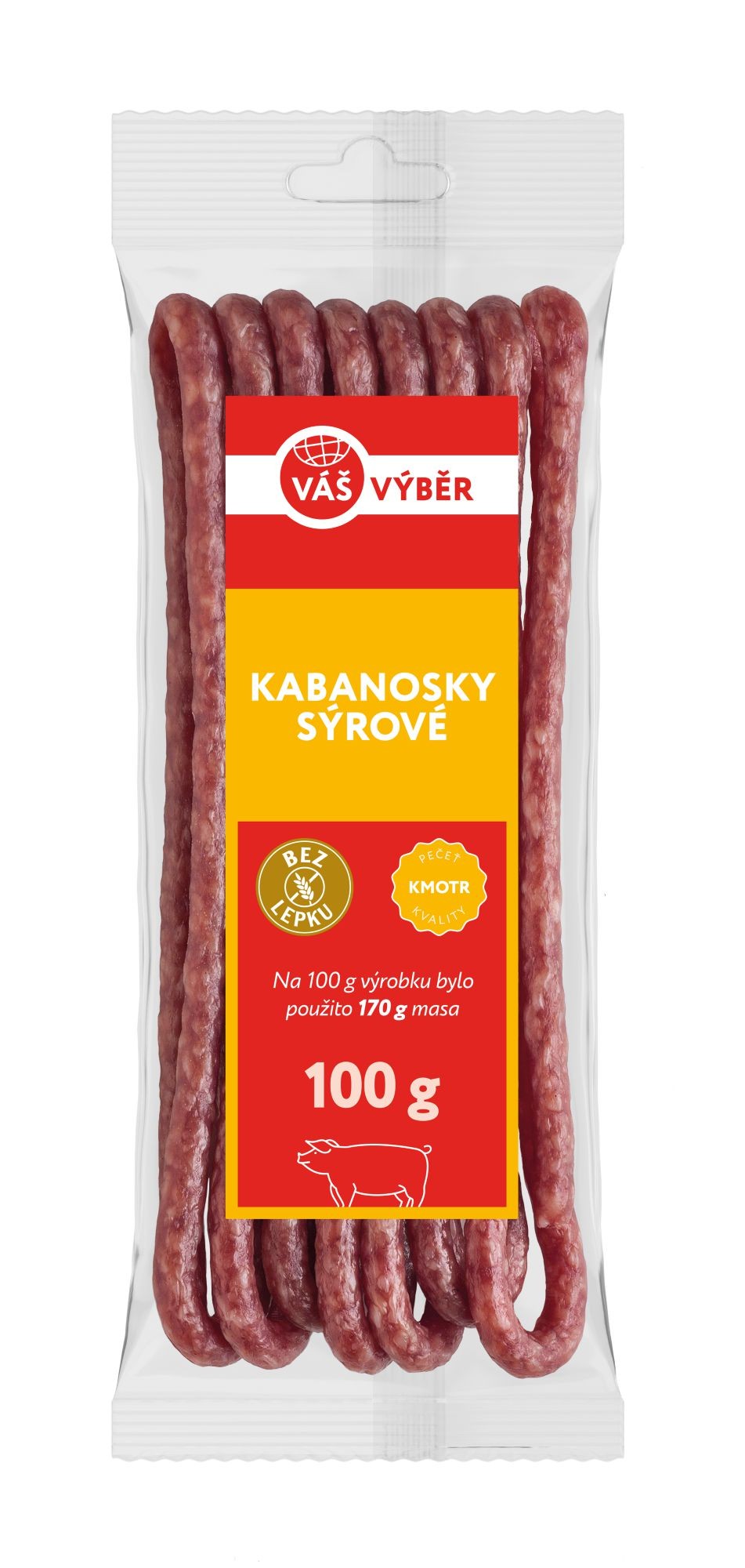 Uzeniny a lahůdky - Váš Výběr Kabanosky sýrové 100g