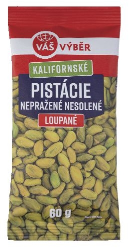 Trvanlivé potraviny - Váš Výběr Kalifornské Pistácie nepražené nesolené loupané 60g