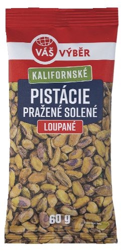 Trvanlivé potraviny - Váš Výběr Kalifornské Pistácie pražené solené loupané 60g