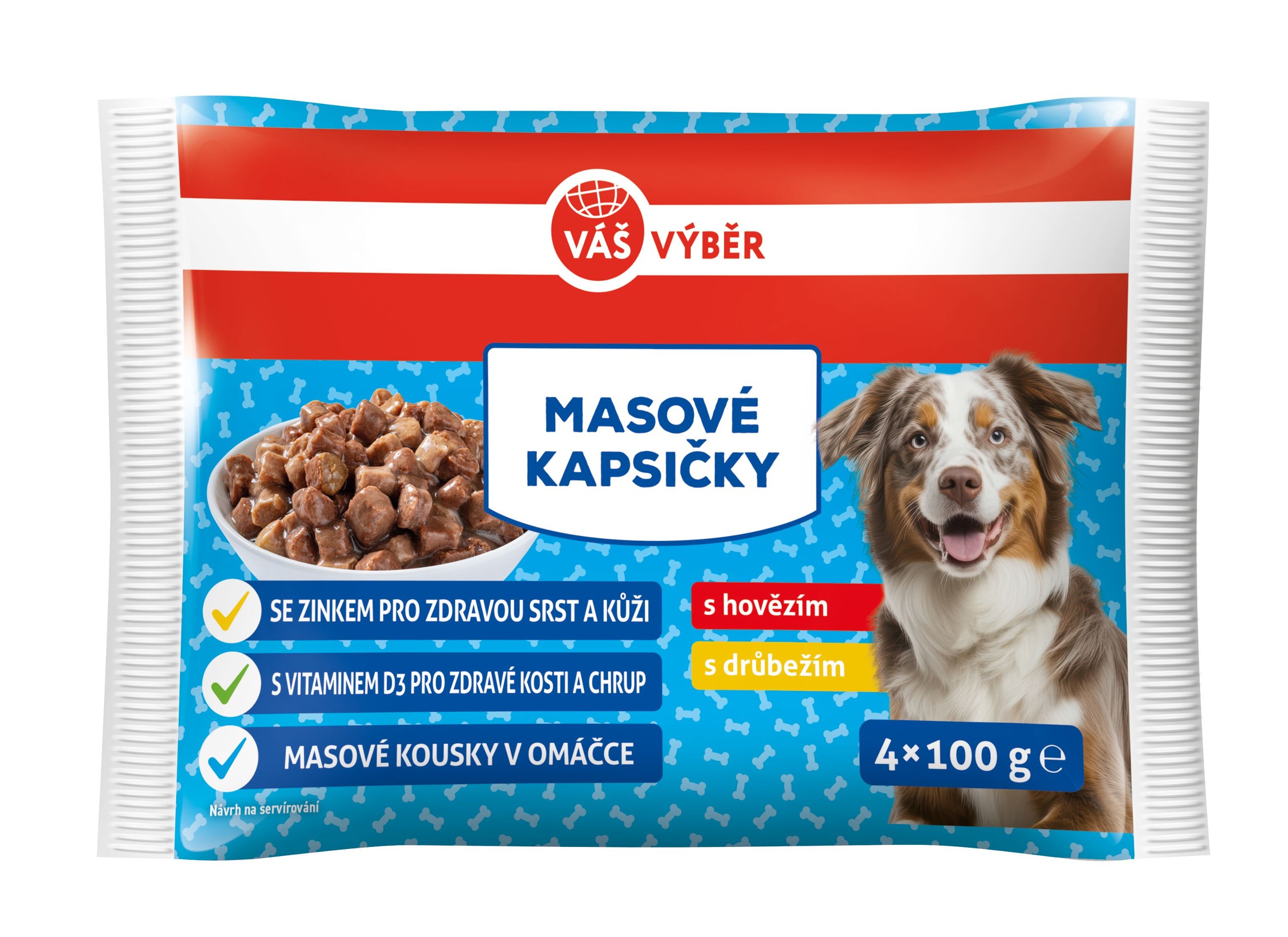 Váš výběr kapsa pes hovězí,drůbeží omáčka 4x100g-0
