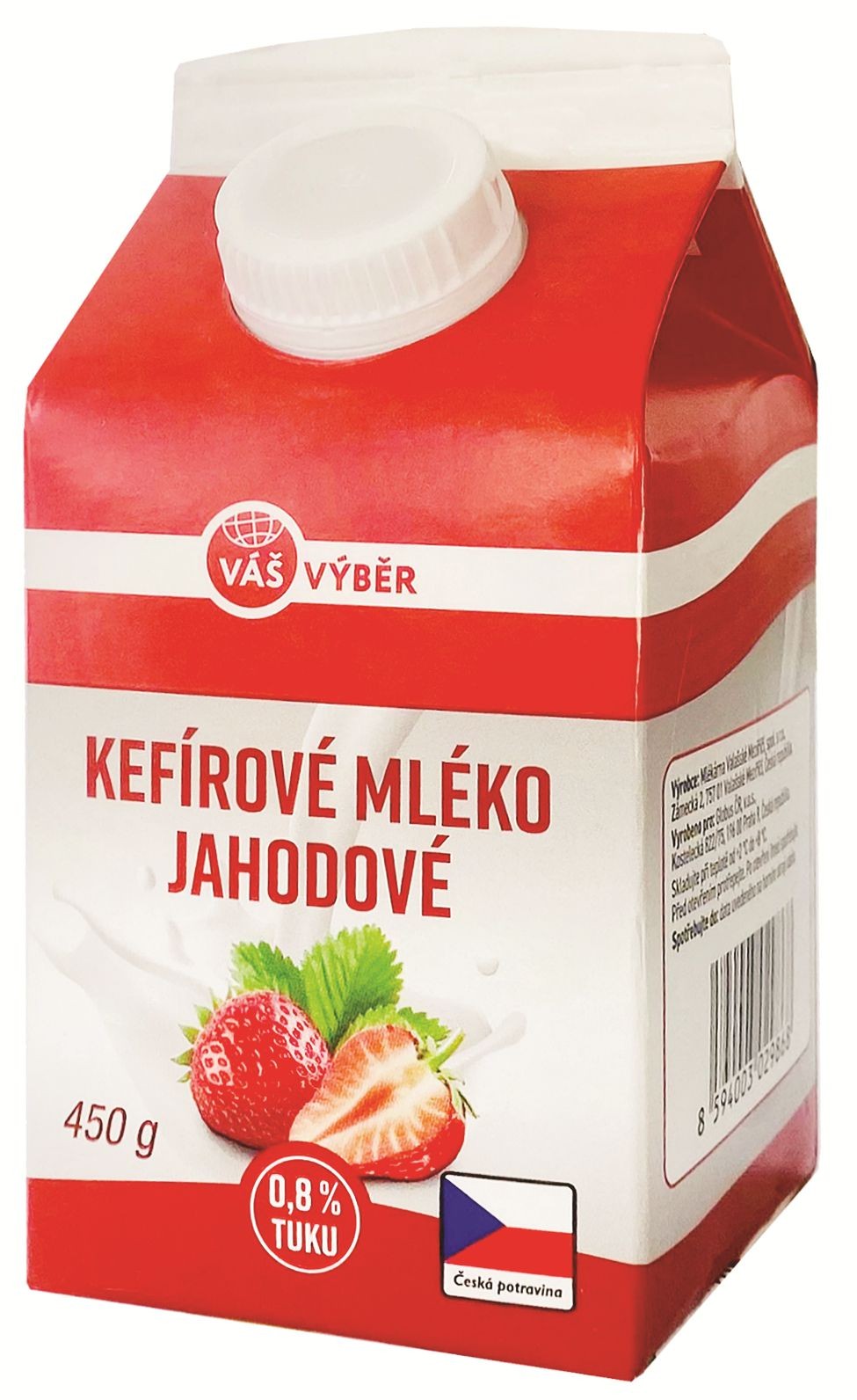 Mléčné a chlazené - Váš výběr Kefírové mléko jahodové nízkotučné 450 g