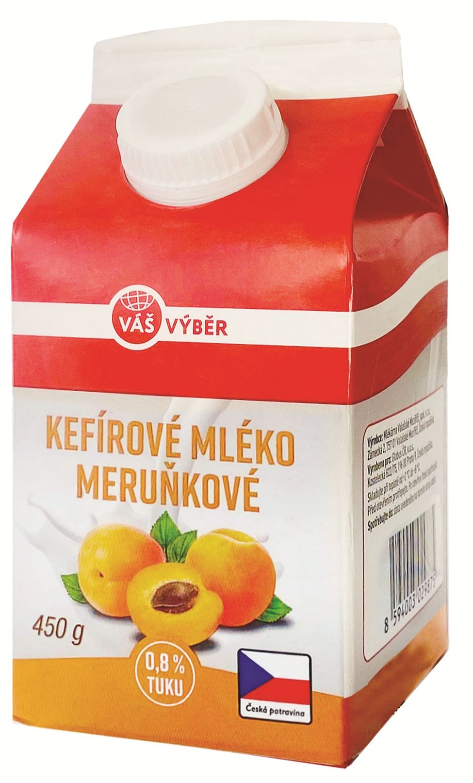 Mléčné a chlazené - Váš výběr Kefírové mléko meruňkové nízkotučné 450 g