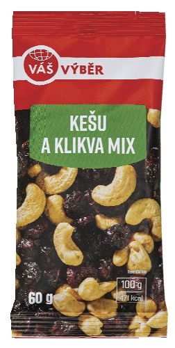 Trvanlivé potraviny - Váš Výběr Kešu a klikva mix 60g