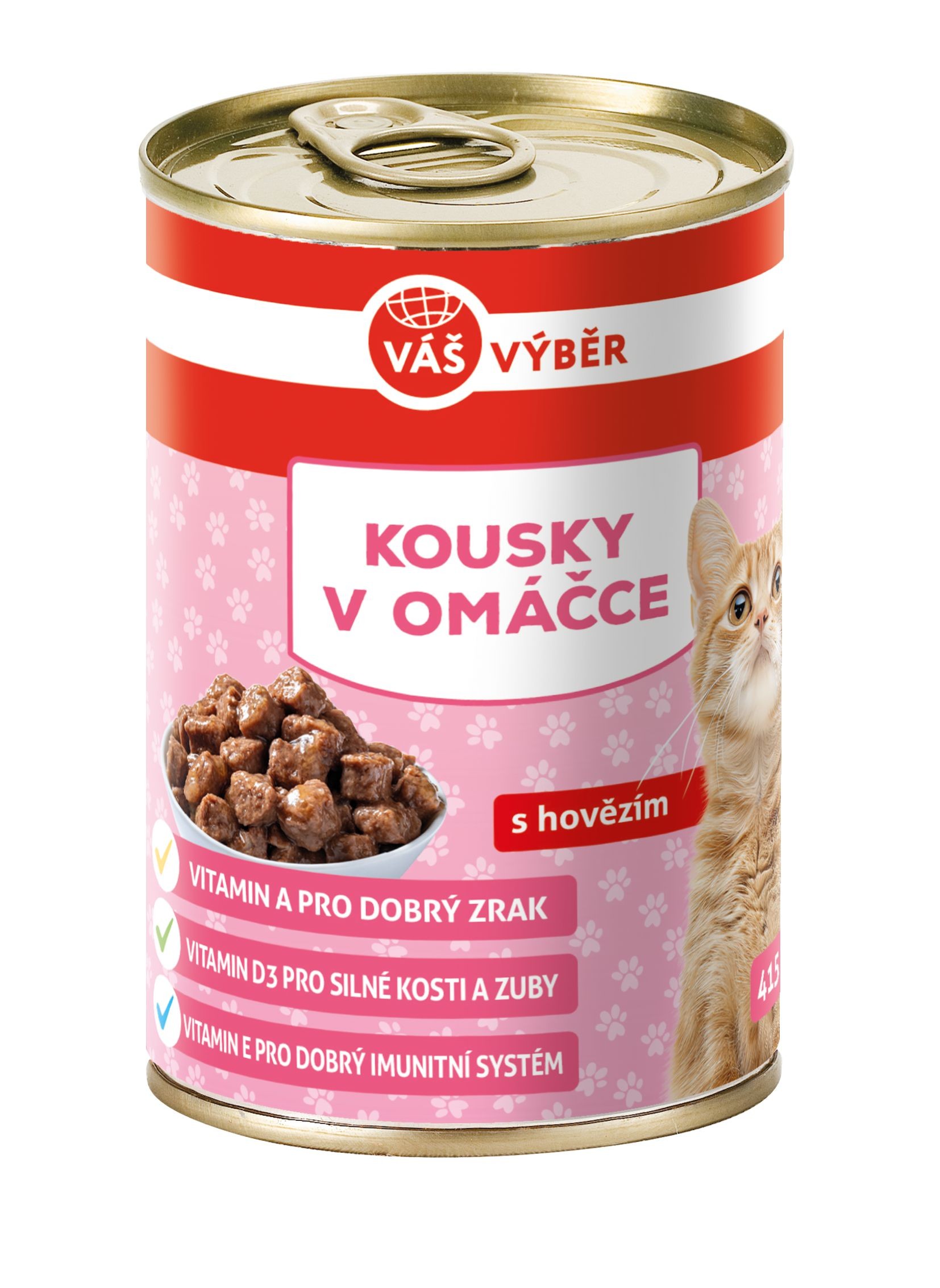 Váš výběr kousky kočka hovězí omáčka 415g-0