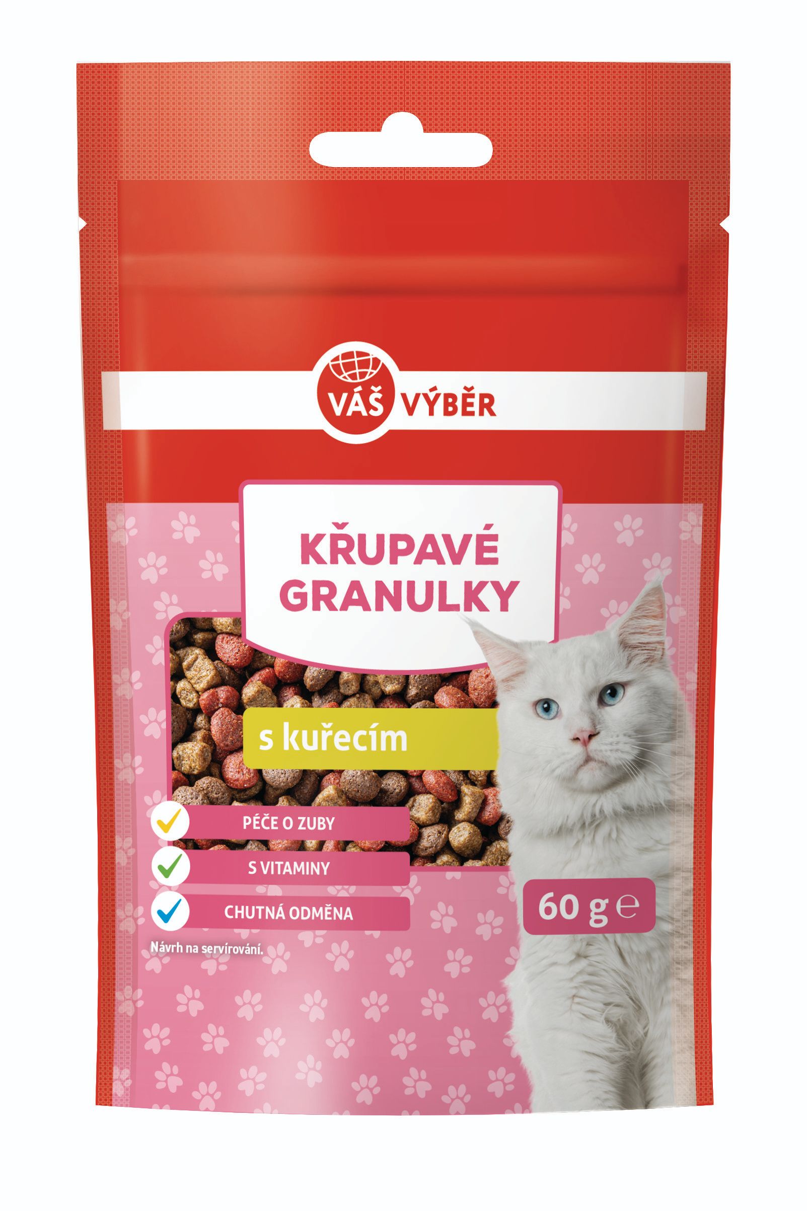 Svět zvířat - Váš výběr kuřecí granulky kočka 60g