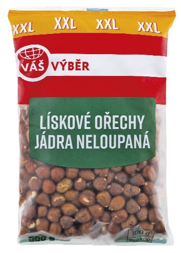 Trvanlivé potraviny - Váš Výběr Lískové ořechy jádra neloupaná 500 g
